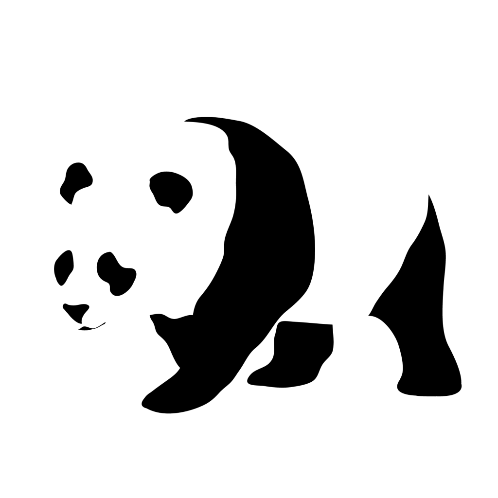 Панда, черно белый фон