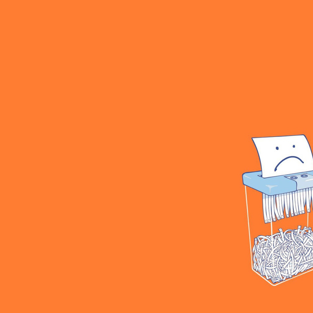 Бумага в шредере, оранжевый фон