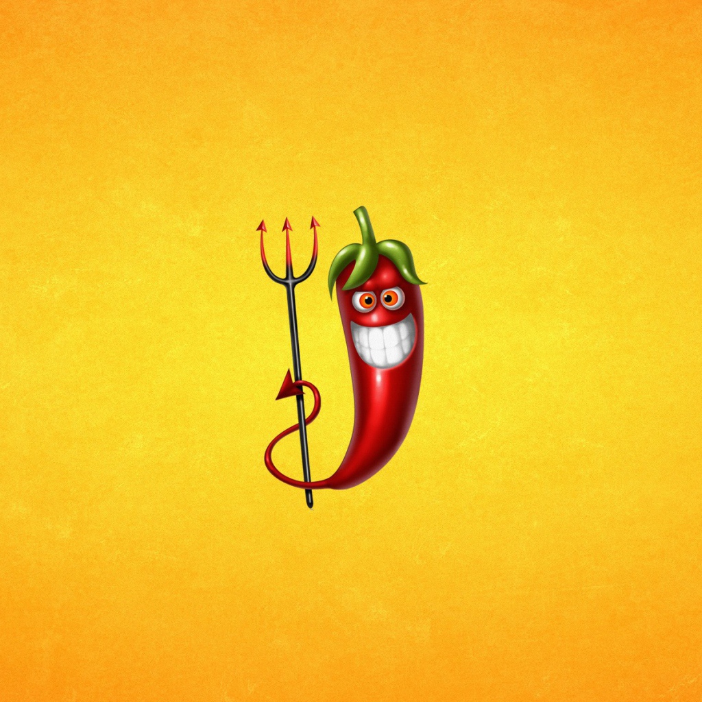 Перчик с трезубцем, желтый фон