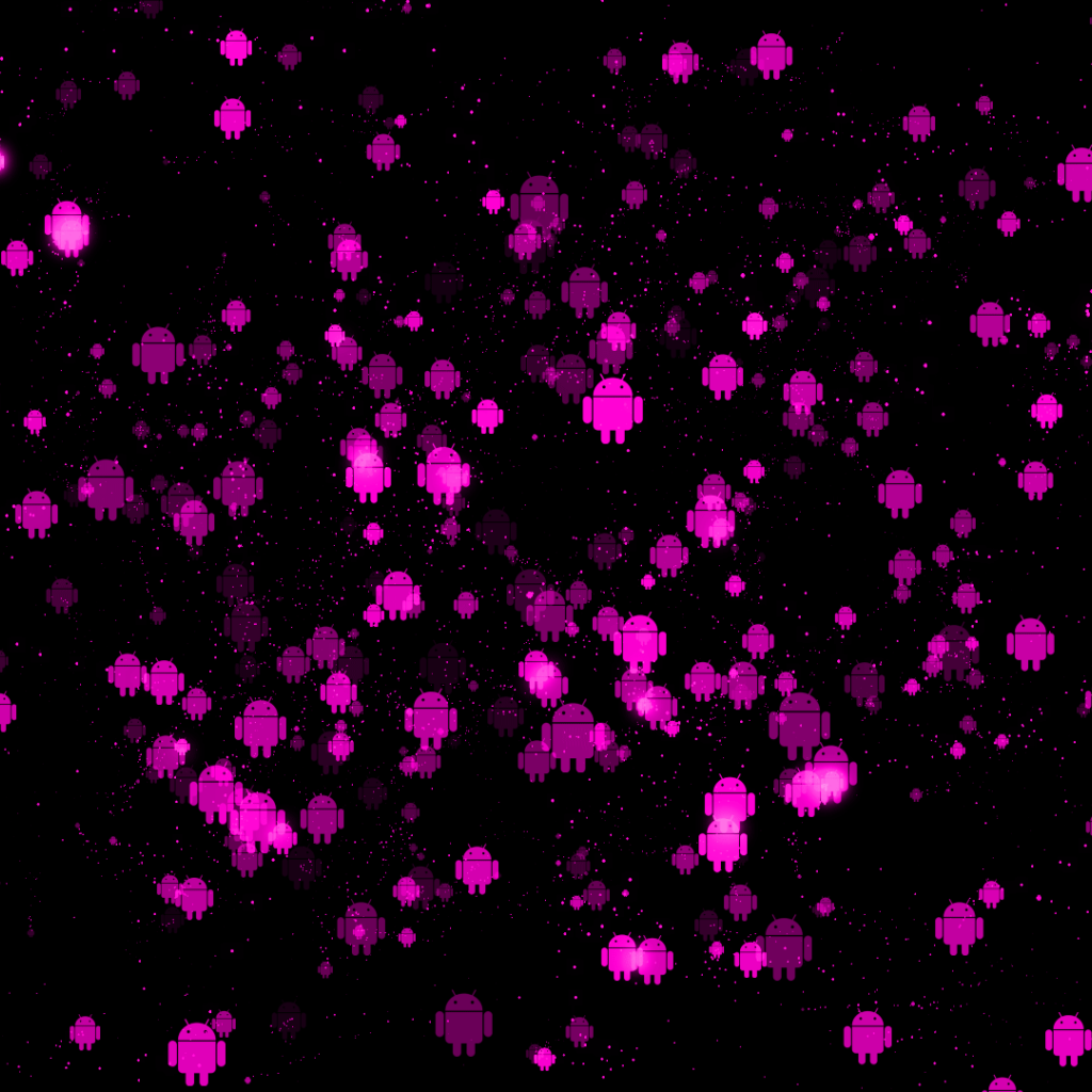 Розовые фигурки Андроида на черном фоне