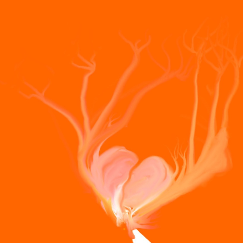 Розовое сердце на оранжевом фоне