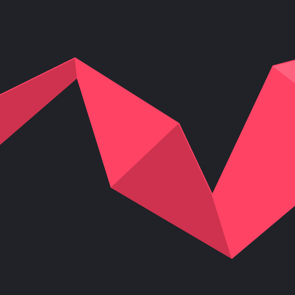 Розовая ломаная лента на сером фоне