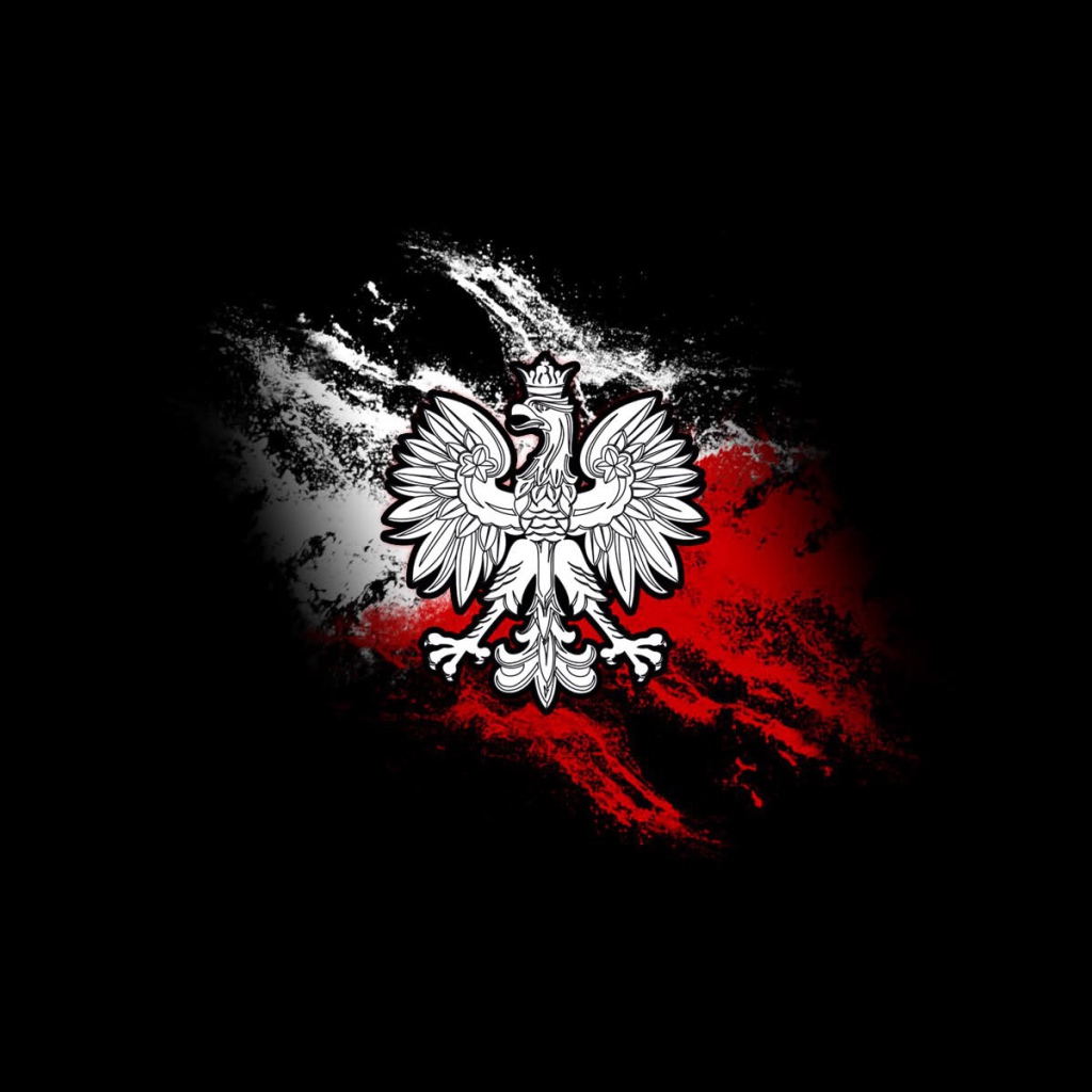 Польский орел на фоне флага