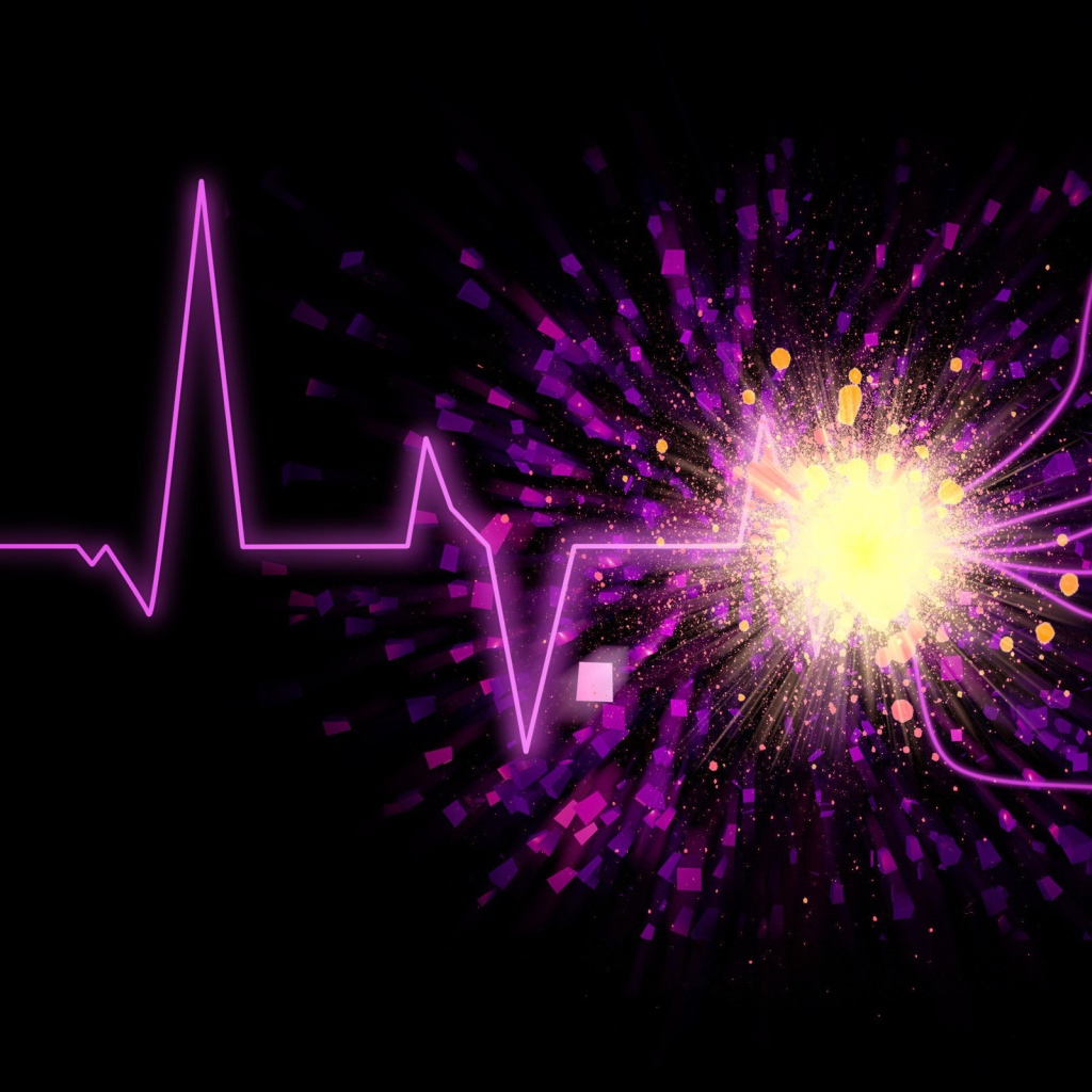 Фиолетовый пульс на черном фоне