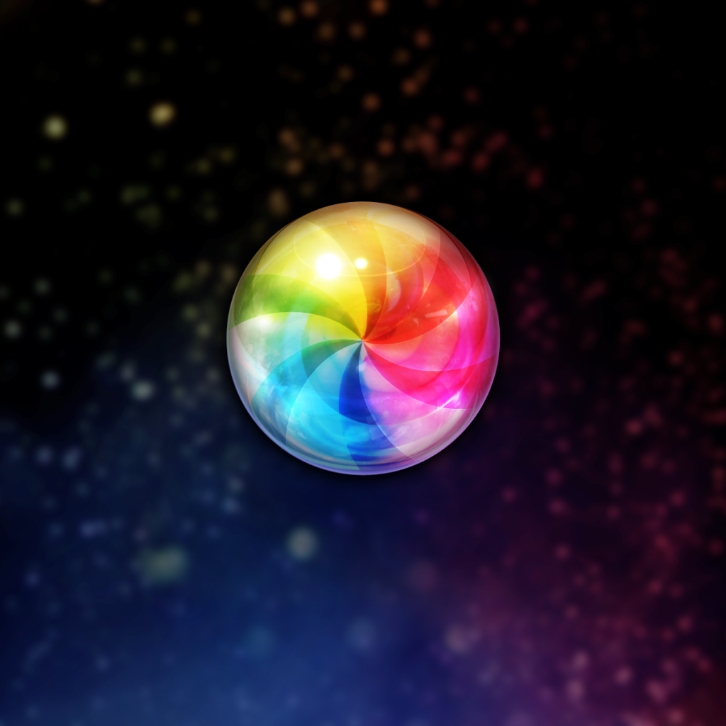 Радужный шар на фоне звезд