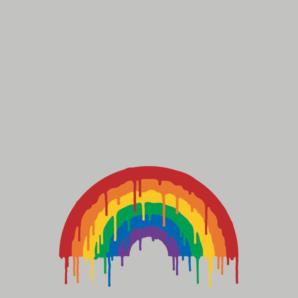 Радуга поплыла, серый фон
