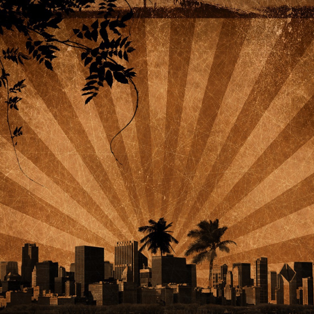 Лучи солнца над городом, фон