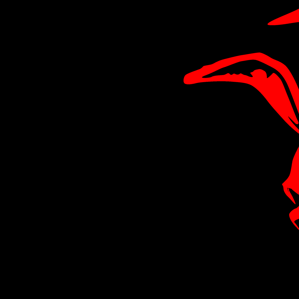 Красный череп с заячьими ушами на черном фоне