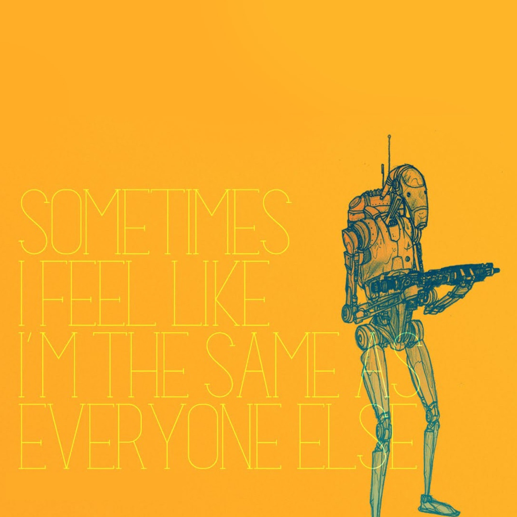 Робот солдат, оранжевый фон