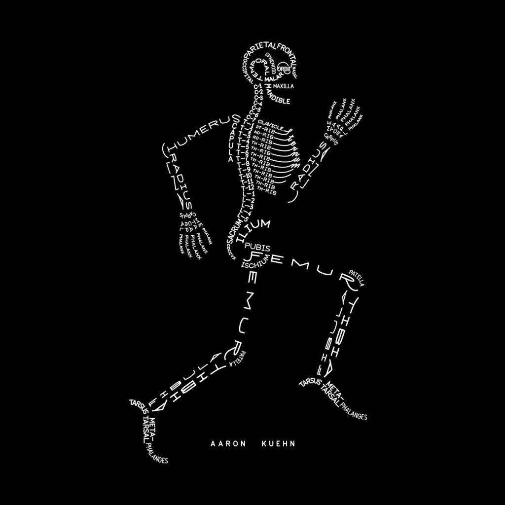 Бегущий скелет из букв