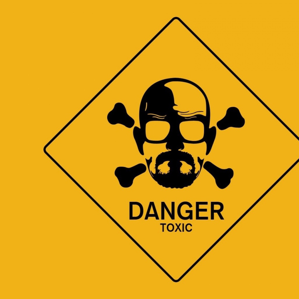 Знак опасно токсично, желтый фон