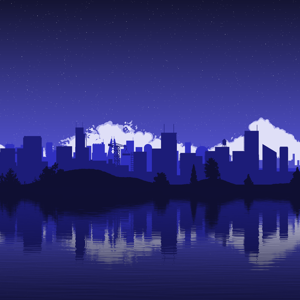 Силуэты городских зданий и небоскребов