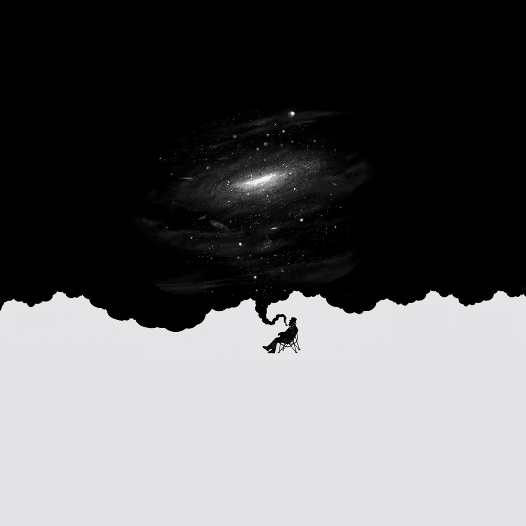 Курильщик, белый и черный фон