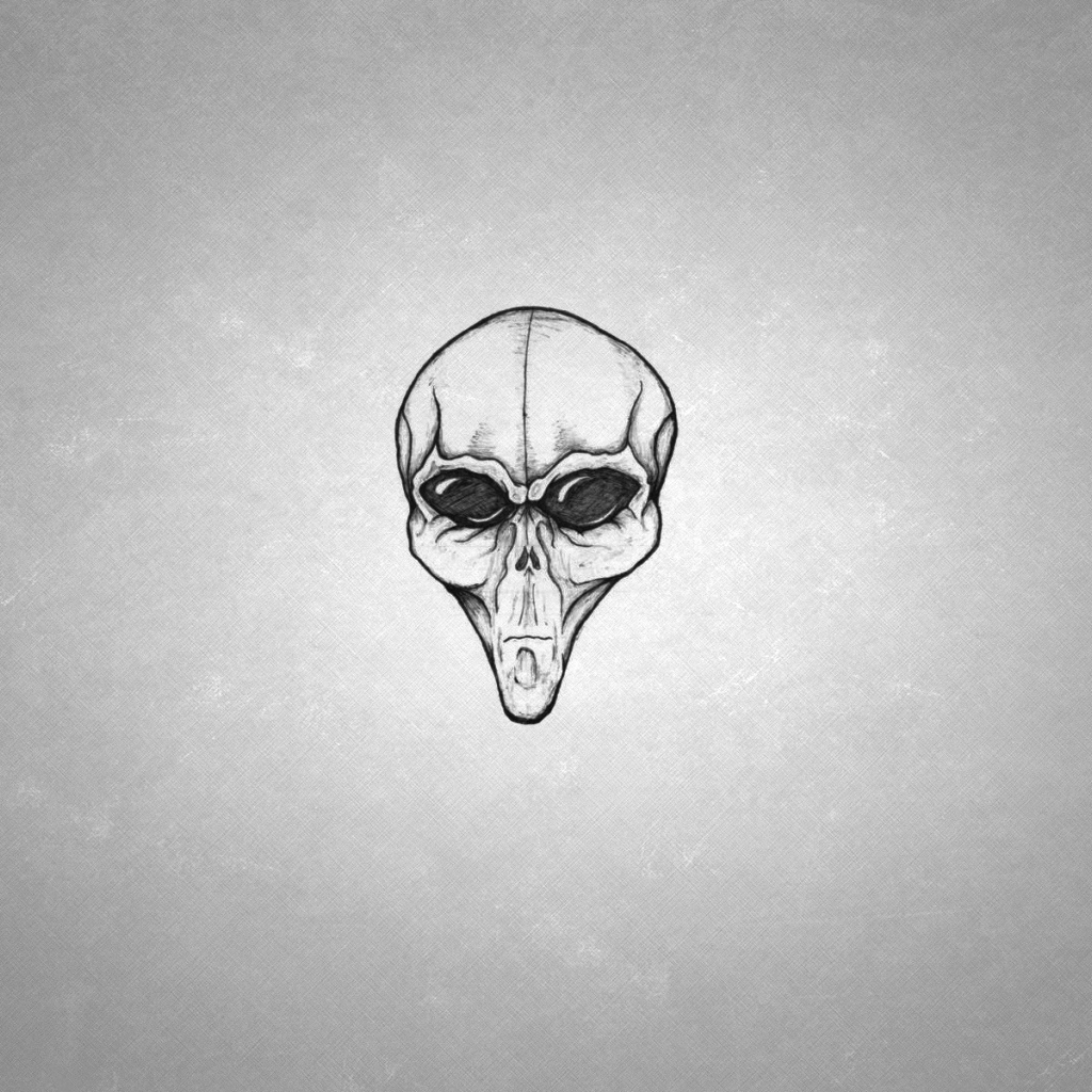 Лицо пришельца, серый фон