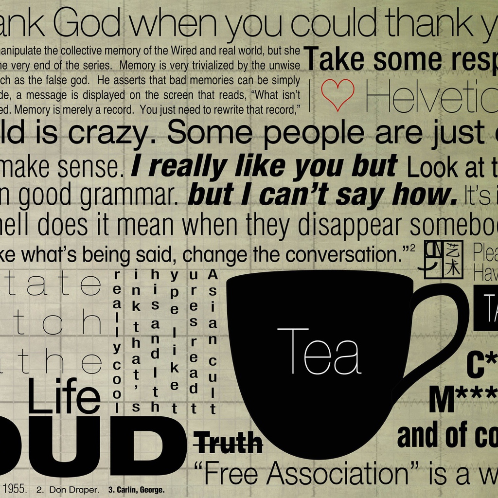 Фон из надписей, чай