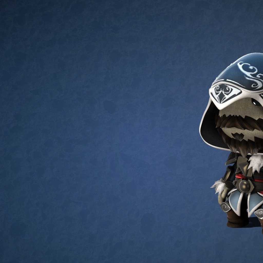 Персонаж игры Little Big Planet, голубой фон