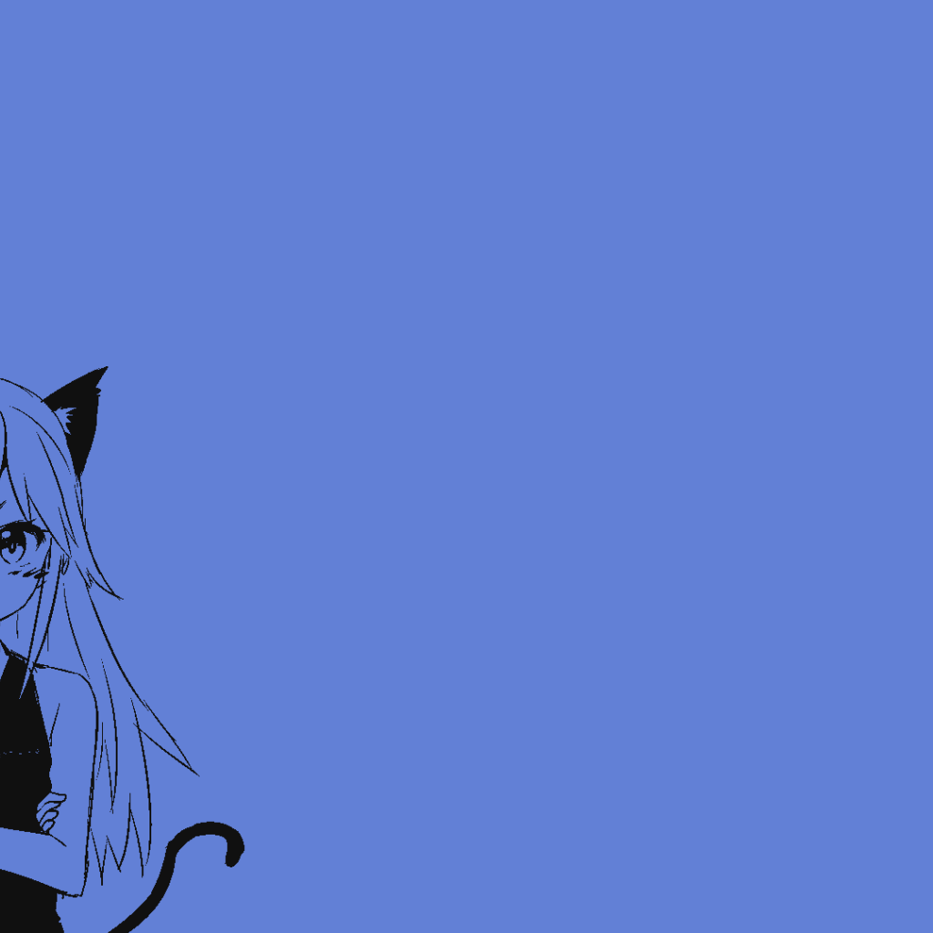 Девушка кошка, аниме голубой фон