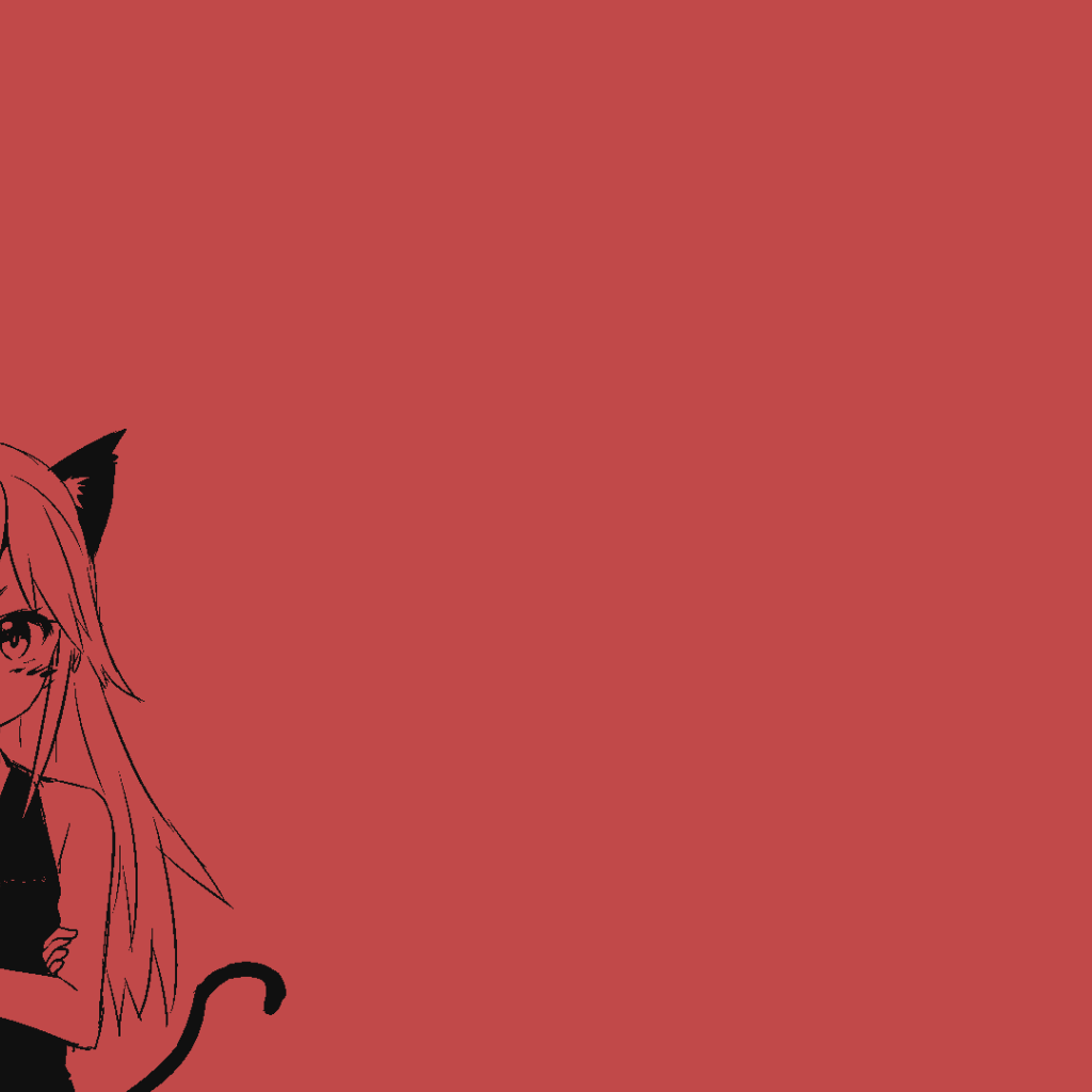 Девушка кошка, аниме красный фон