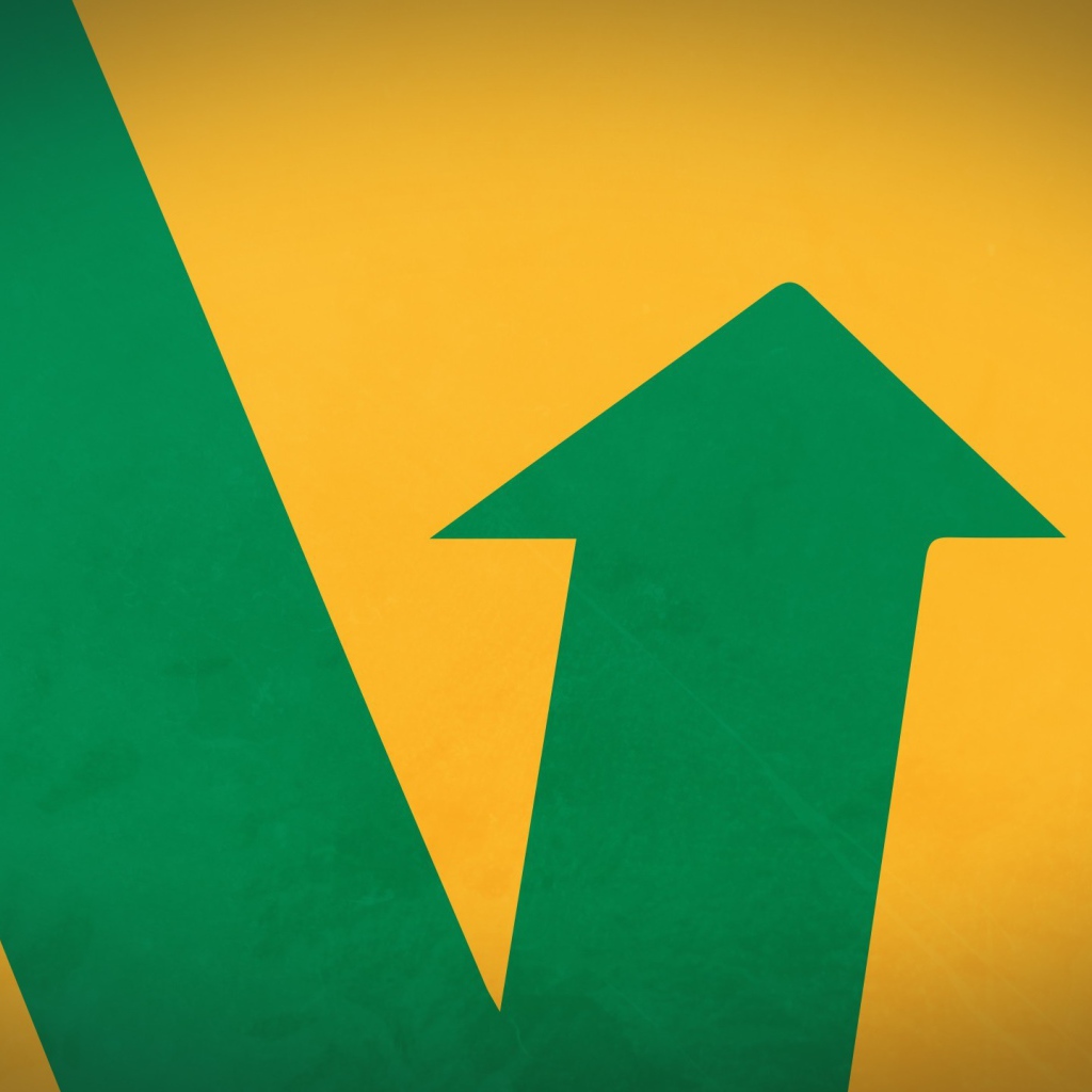 Зеленая стрела на желтом фоне