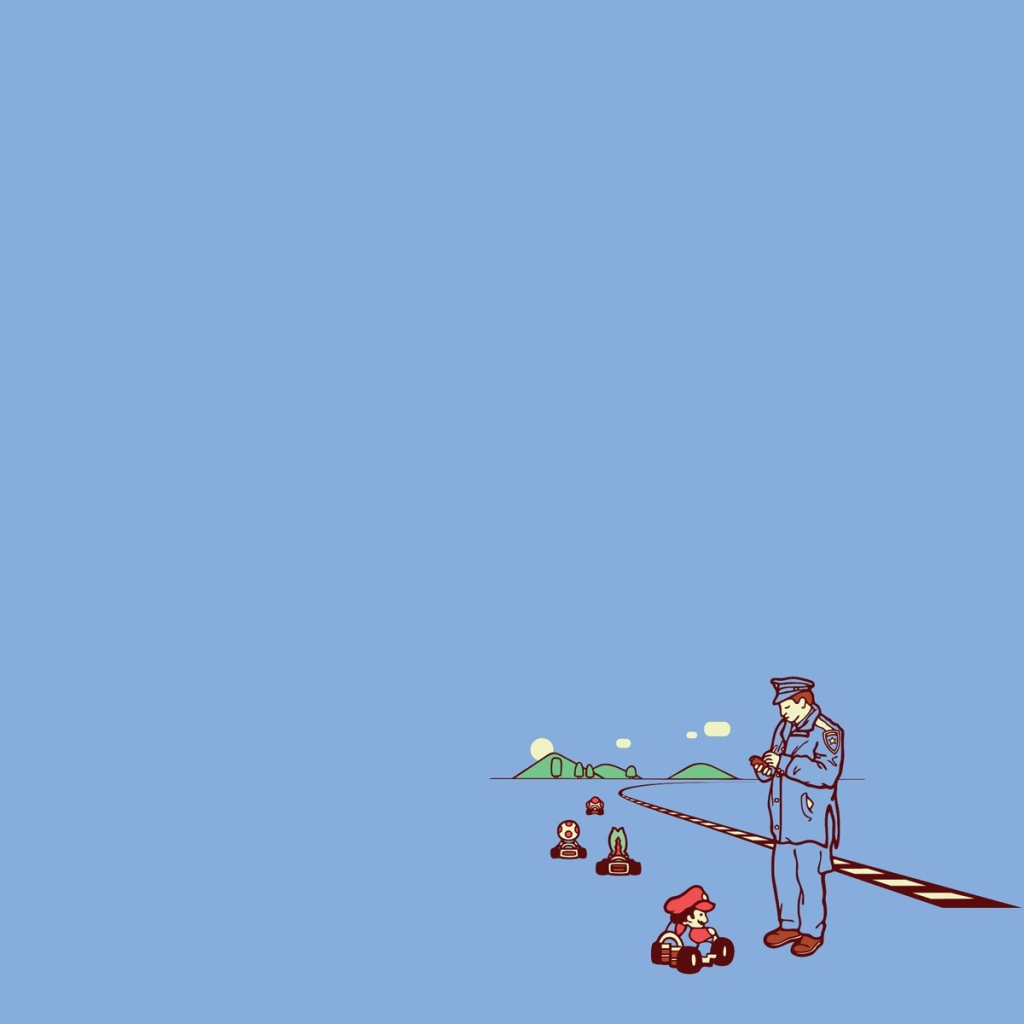 Полицейский остановил Марио на дороге, фон