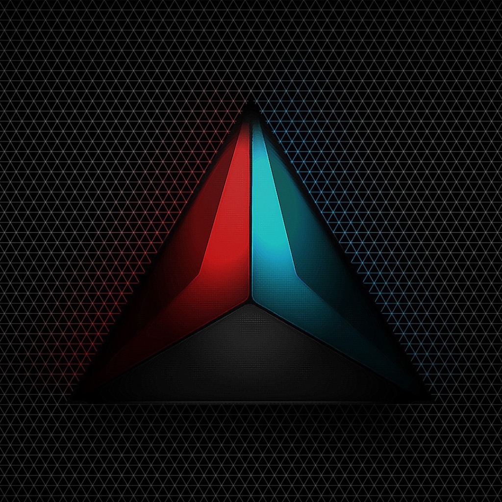 The triangular logo on a black background