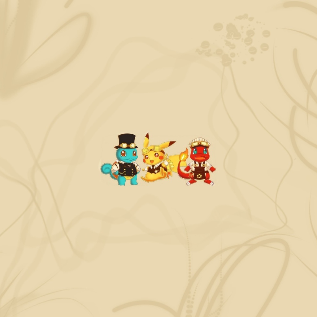 Трио покемонов, бежевый фон