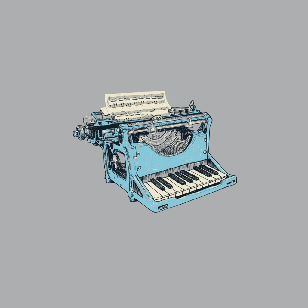 Печатная машинка для нот, фон