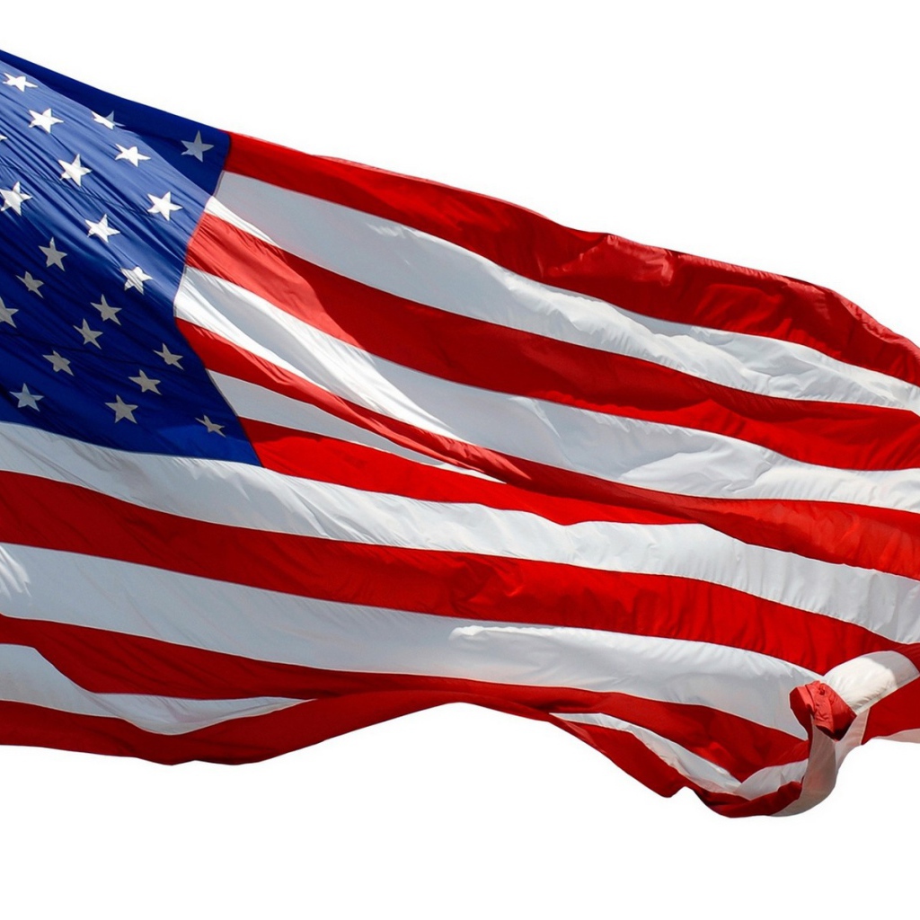 Флаг США на белом фоне