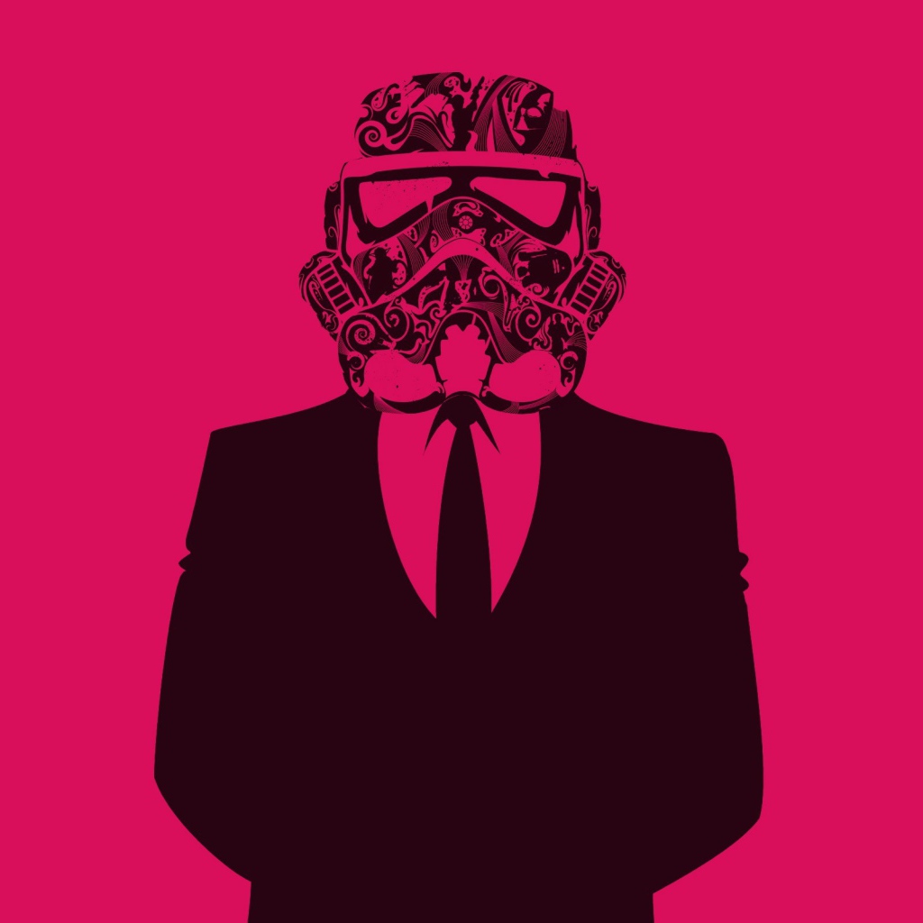 Вейдер в костюме, розовый фон