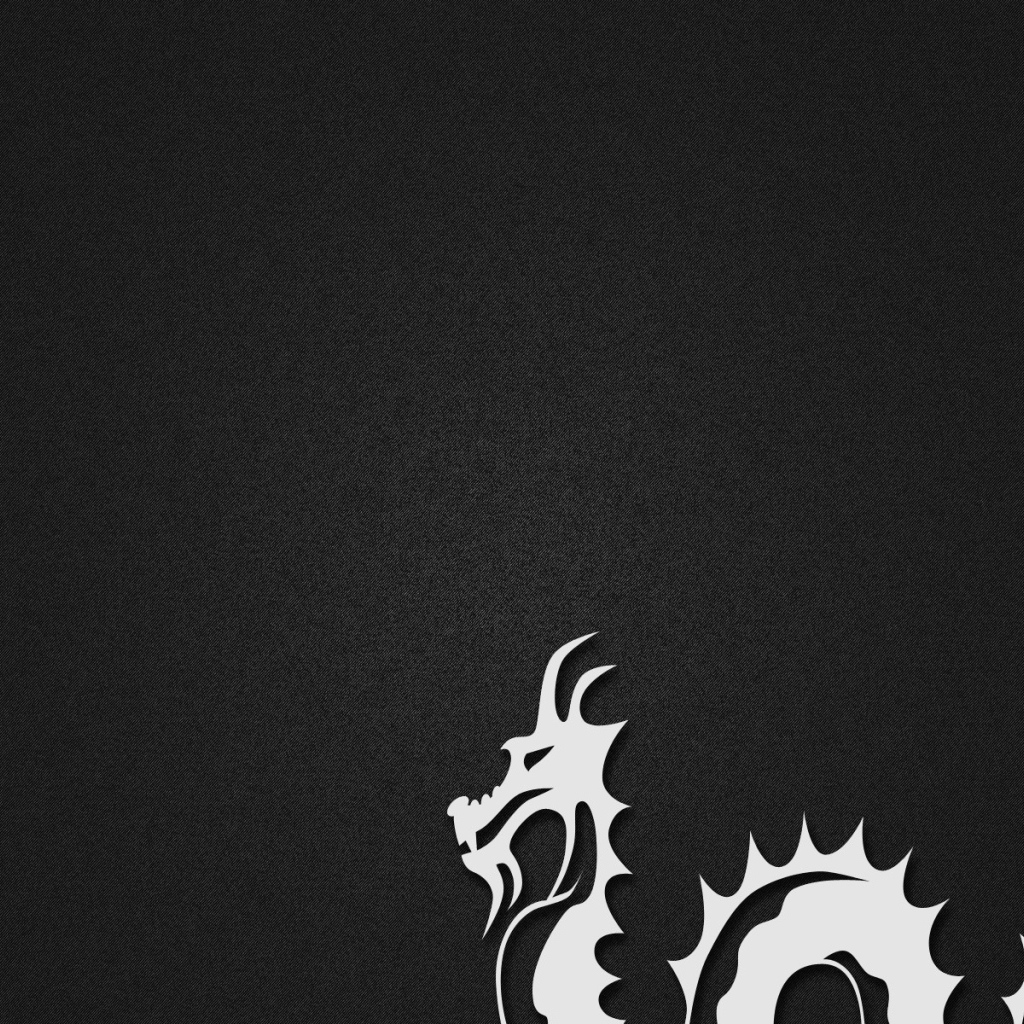 Белый дракон, черный фон