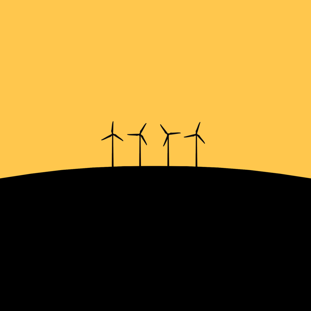 Ветрогенераторы, черно оранжевый фон