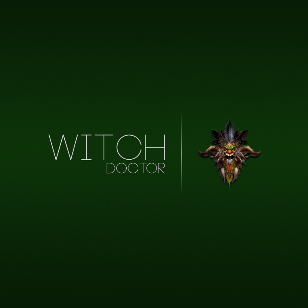 Ведьмин доктор из игры Diablo 3, зеленый фон