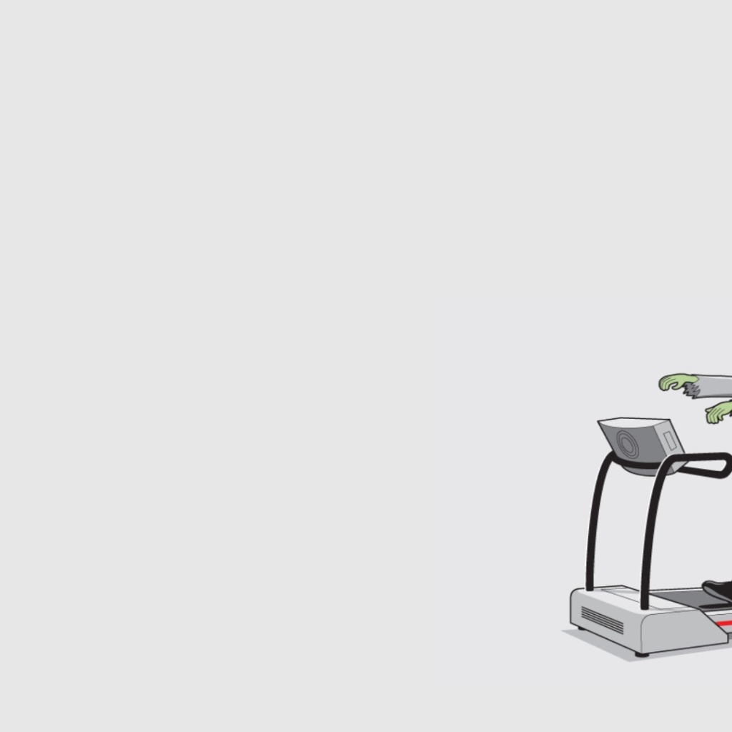 Зомби на беговой дорожке, серый фон