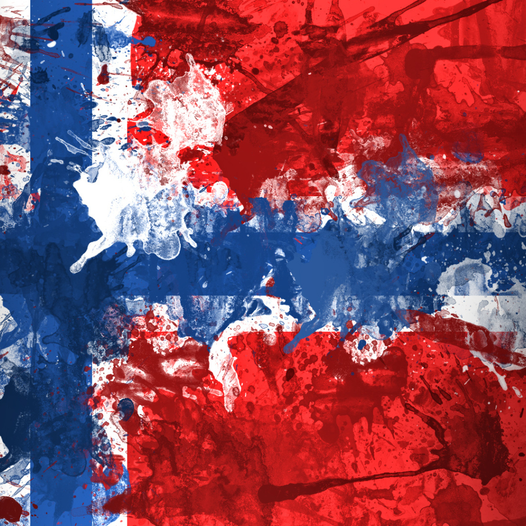 Флаг Норвегии нарисованный красками