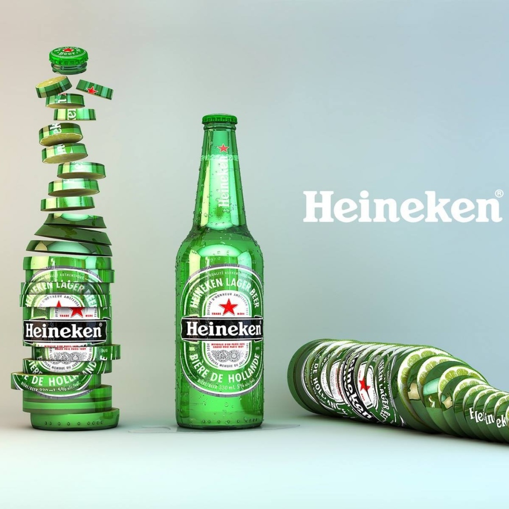 Нарезанная бутылка пива Heineken