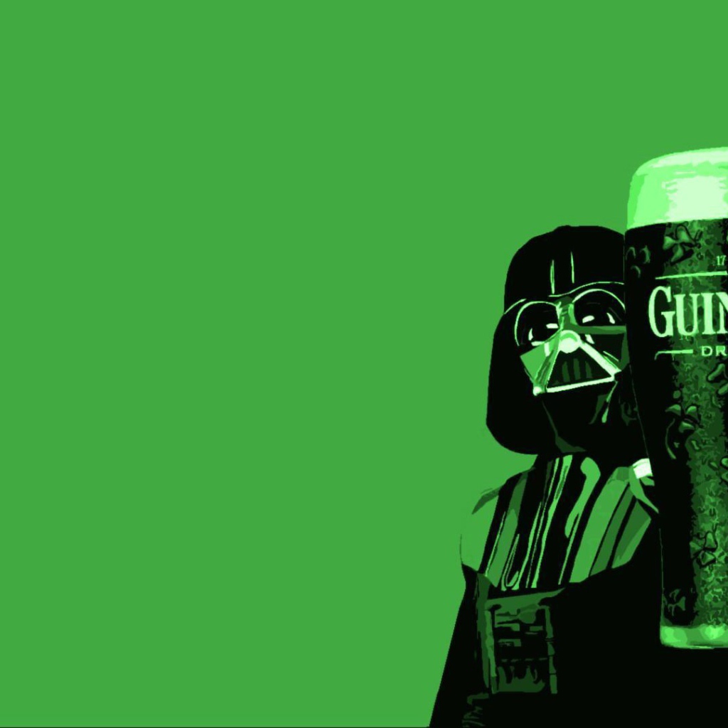 Darth Vader with a glass of Guinness beer