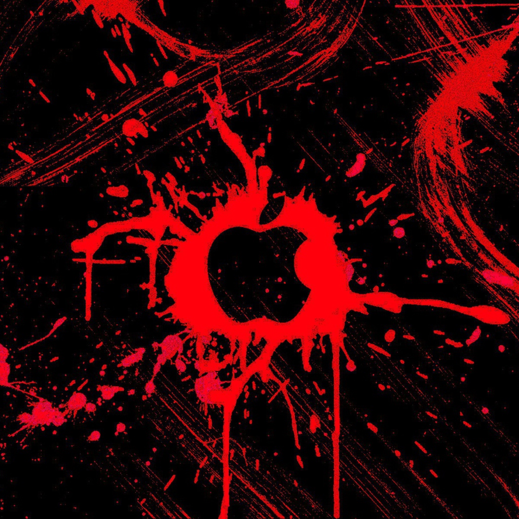 Символ на красном трафарете Apple Inc.