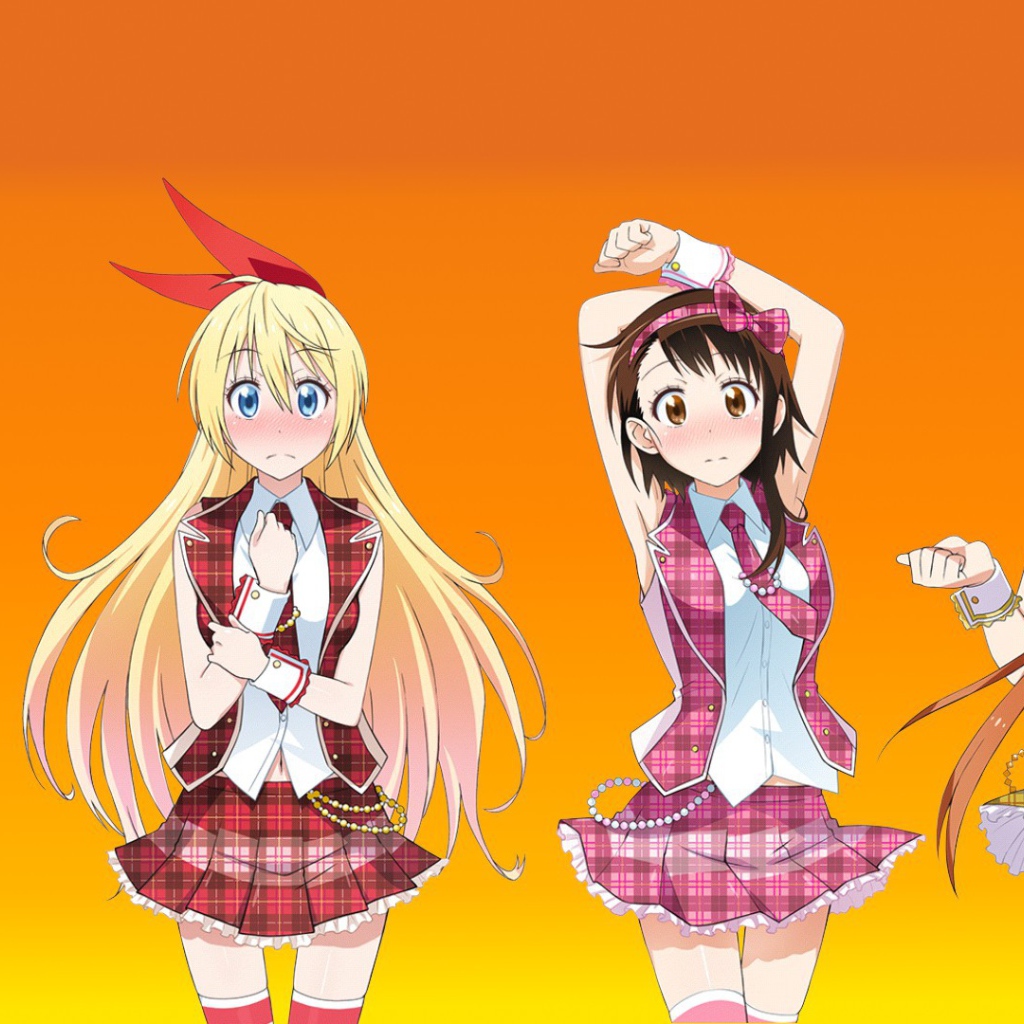 Девочки аниме в клетчатых нарядах