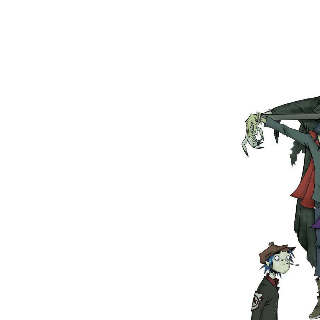 Мультфильм Gorillaz, белый фон