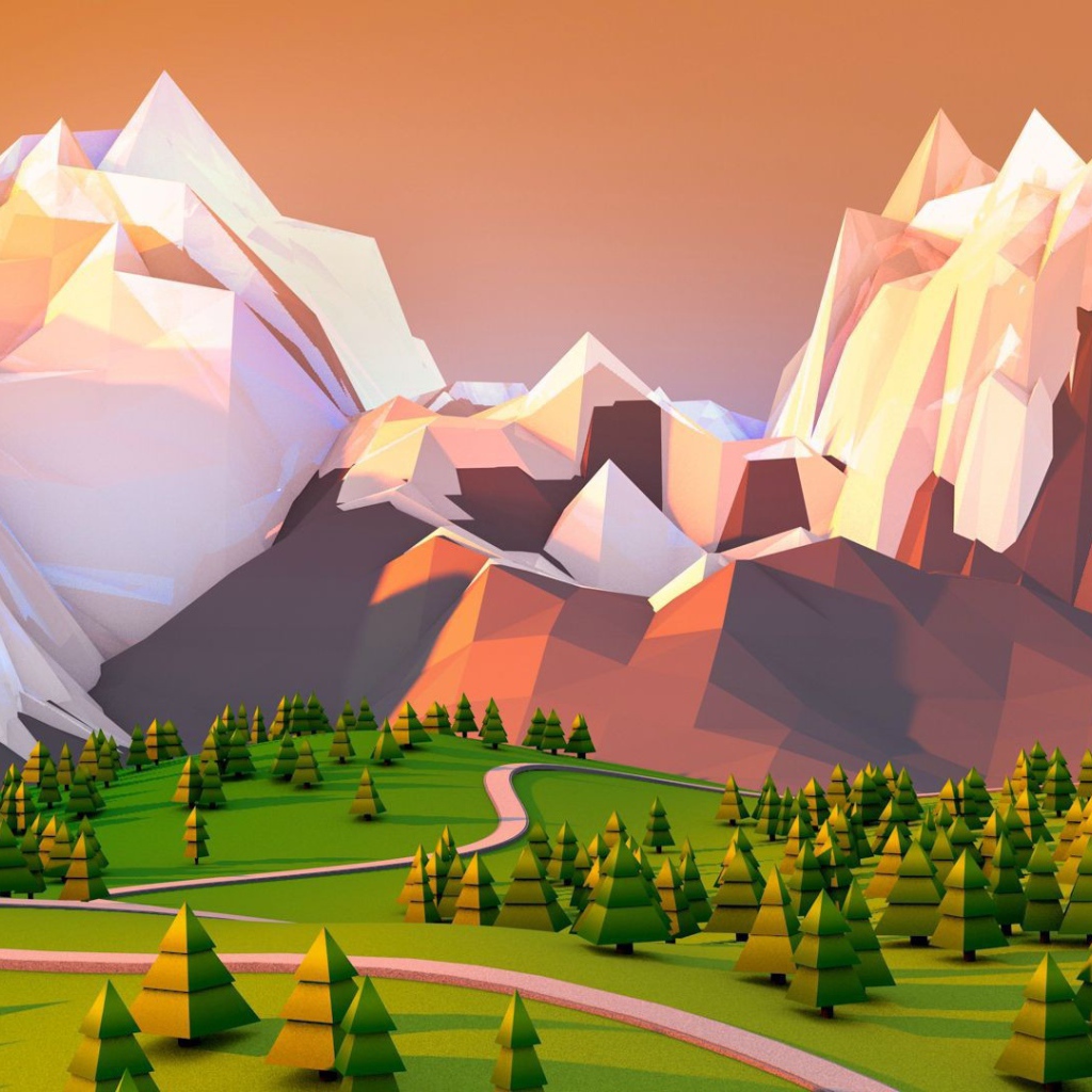 Кубический горный пейзаж