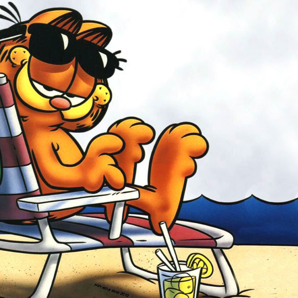 Гарфилд загорает на пляже