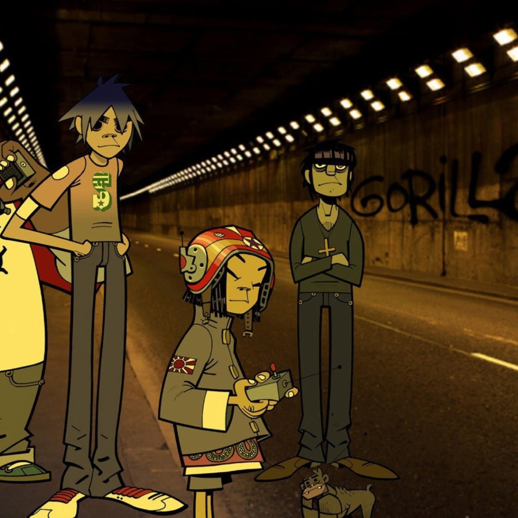 Герои мультфильма Gorillaz в тоннеле