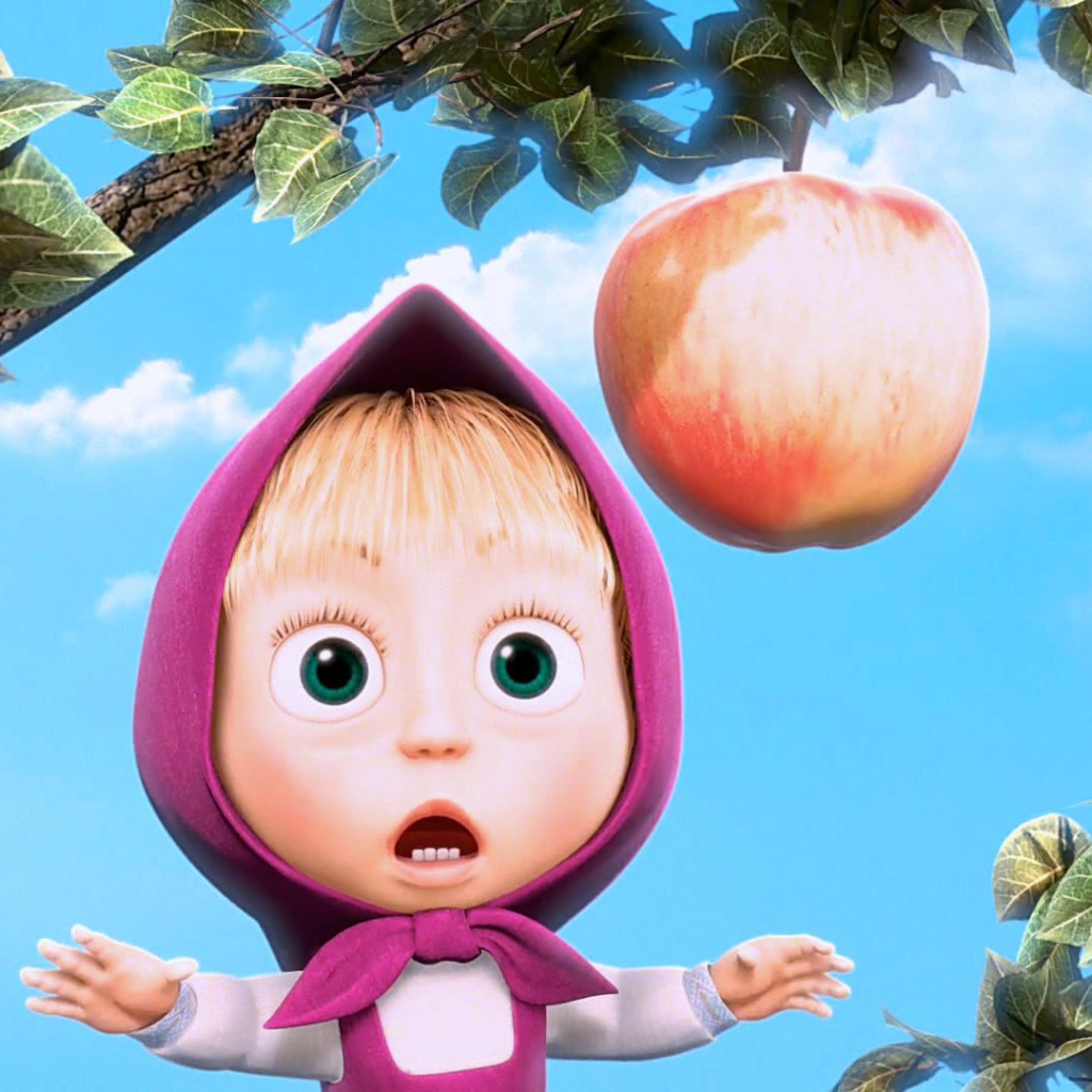 Маша увидела яблоко, мультфильм Маша и медведь