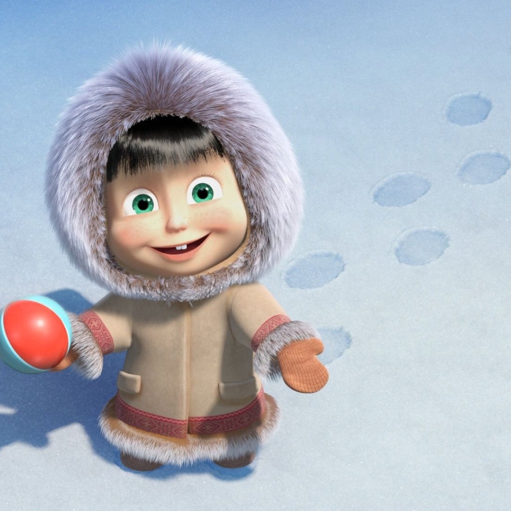 Маша в наряде эскимоса, мультфильм Маша и медведь