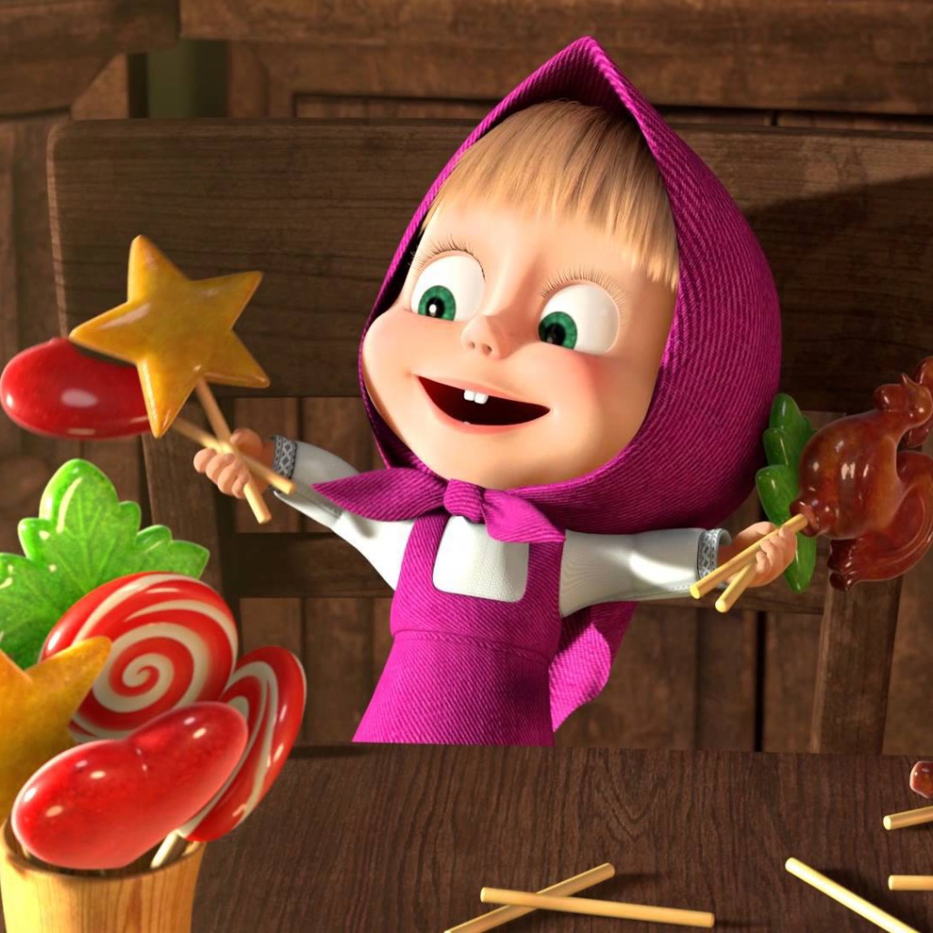 Маша рада леденцам, мультфильм Маша и медведь