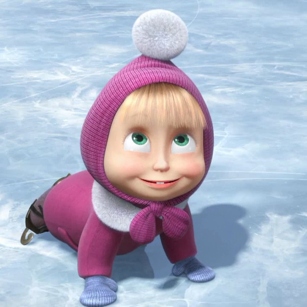 Маша катается на коньках, мультфильм Маша и медведь