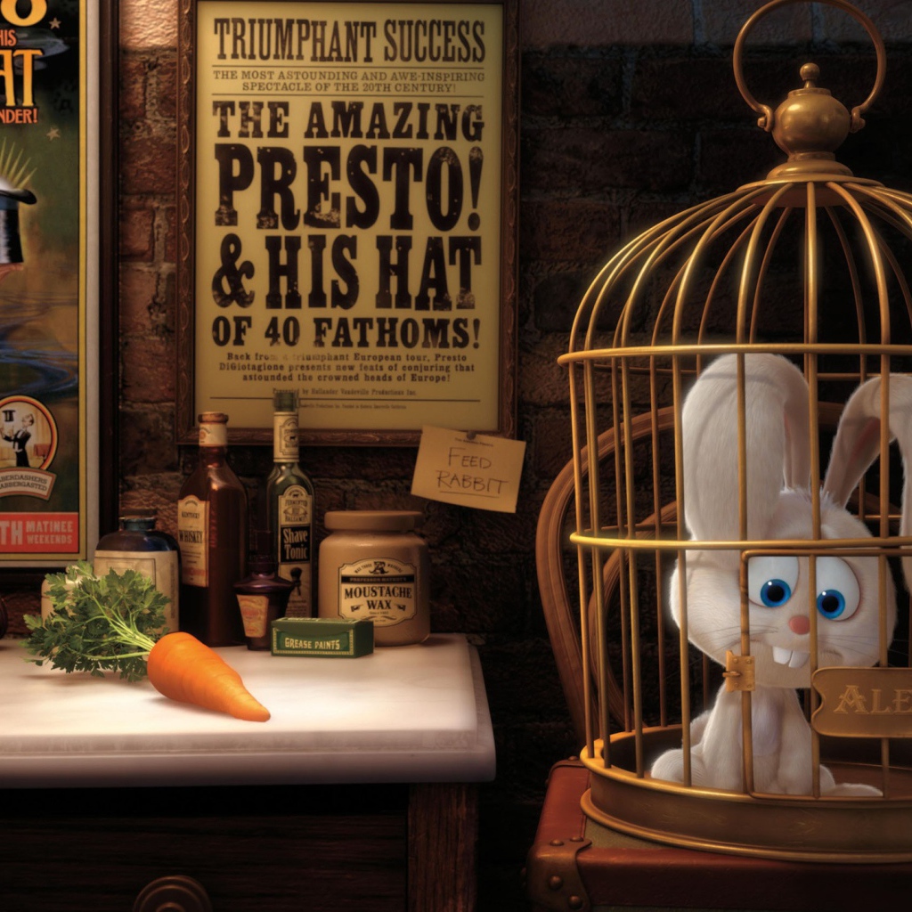 Грустный кролик в клетке, мультфильм