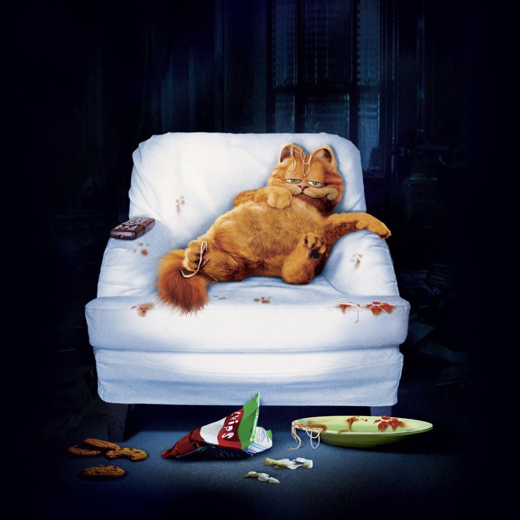 Неряшливый Гарфилд на кресле