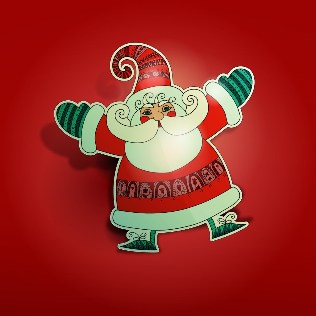 Дед Мороз на красном фоне