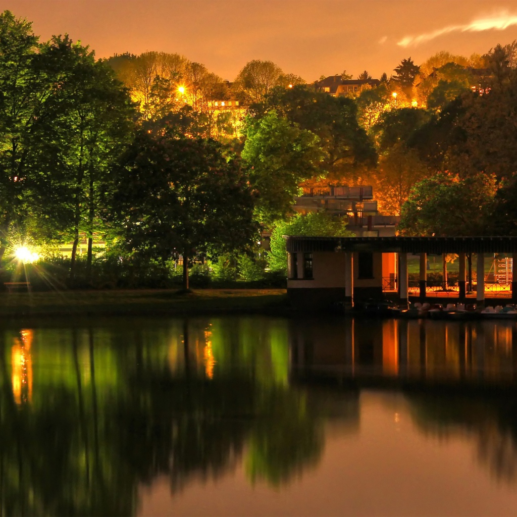 Ночное освещение в городском парке